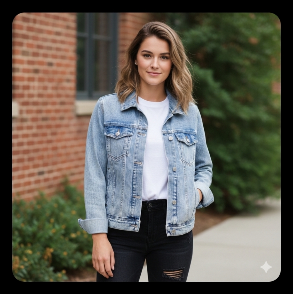 Free people oLight Blue Denim Jacket